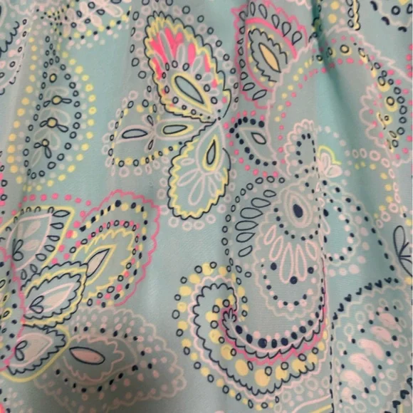 Girls' Aqua Paisley Ruffle Hem Summer Dress - Picture 3 of 5